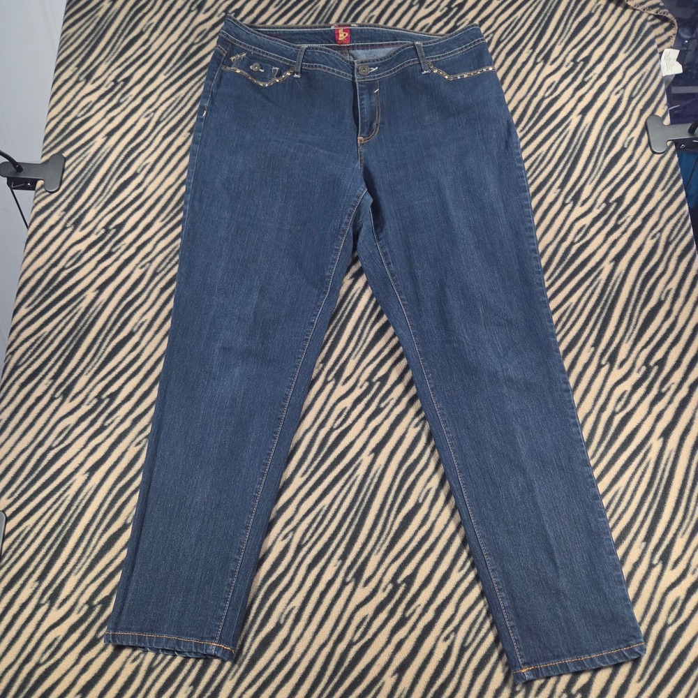 Vintage Y2K Ooh La La Sasson Studded Straight Leg Jeans Indigo Denim Womens 18